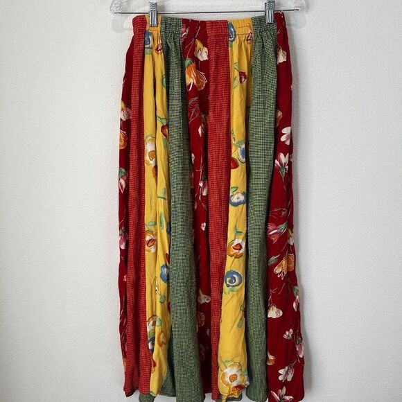 Vintage Maxi Skirt Patchwork Medium Festival Avant Garde Indie Fall Mixed Media - Picture 5 of 8